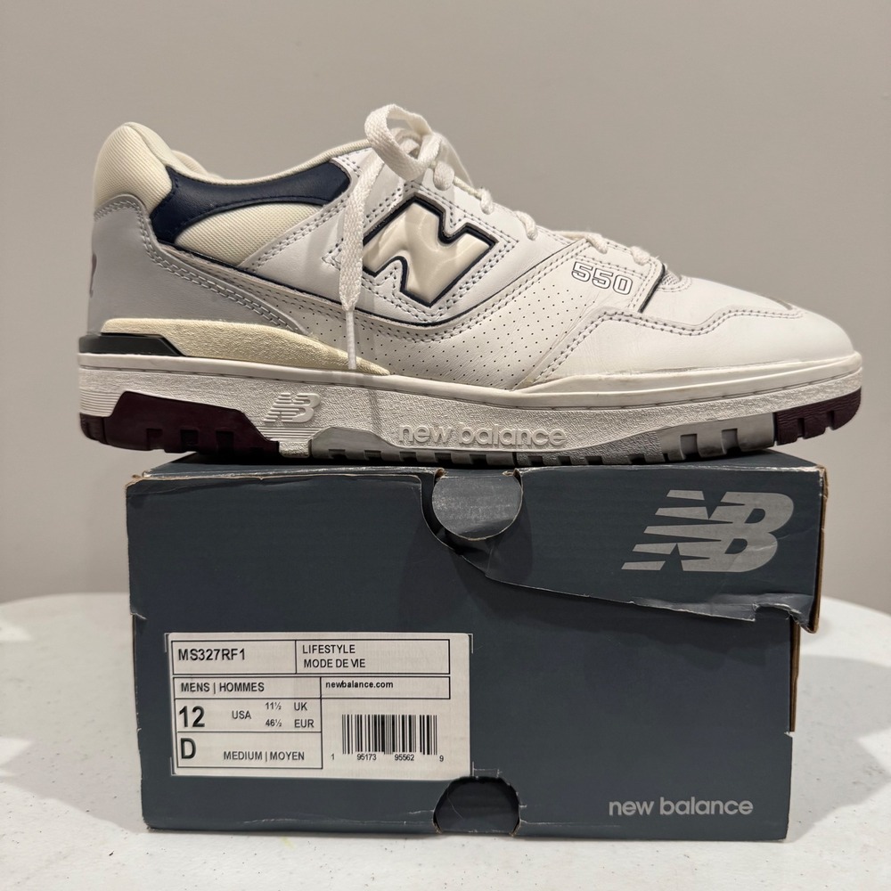 New Balance 550 Shoes Men's 12 Lifestyle White Navy Burgundy Retro